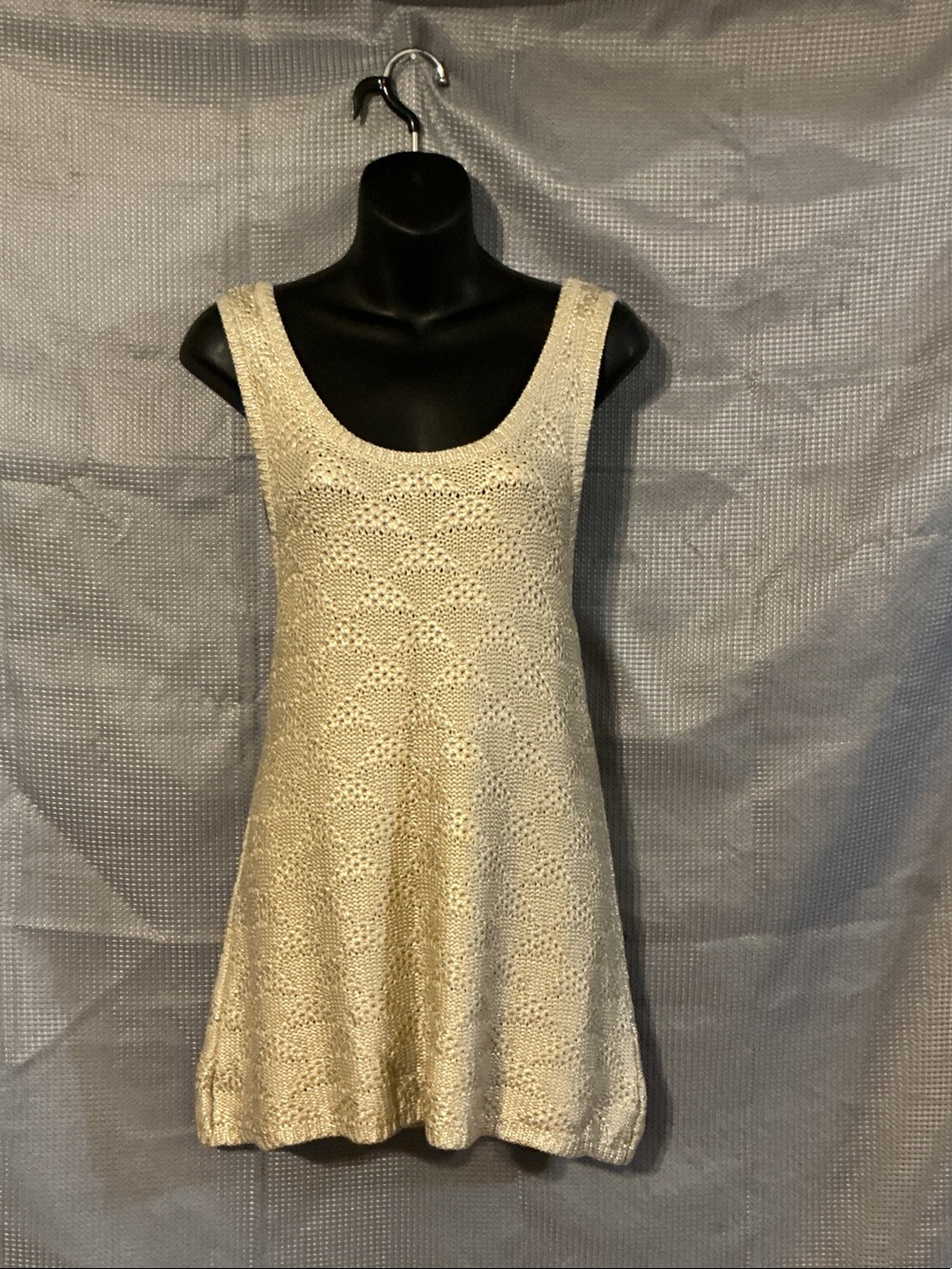 Anthropologie Cream Open-Weave Scoop Neck Tunic